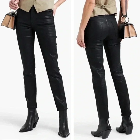 NWT Frame Le Silvie Women’s High Rise Straight Fit Coated Jeans Fall Winter - Picture 1 of 10